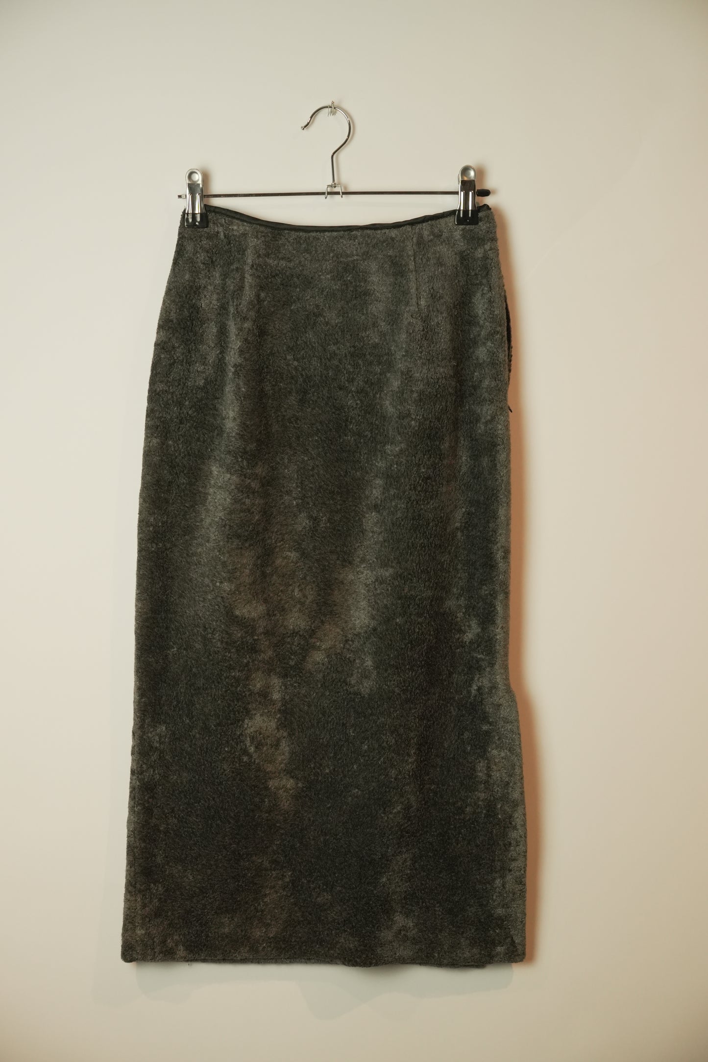 Dolce & Gabbana Grey Fleece Tight Print Midi Skirt