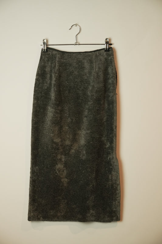 Dolce & Gabbana Grey Fleece Tight Print Midi Skirt