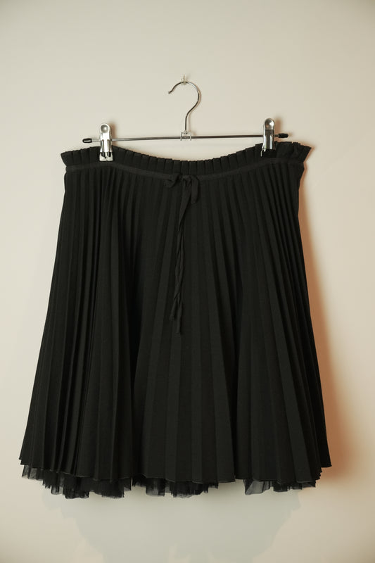 Red Valentino Pleated Skirt w Front Bow and tulle underlay