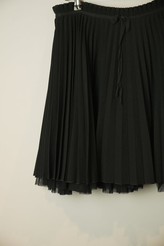 Red Valentino Pleated Skirt w Front Bow and tulle underlay