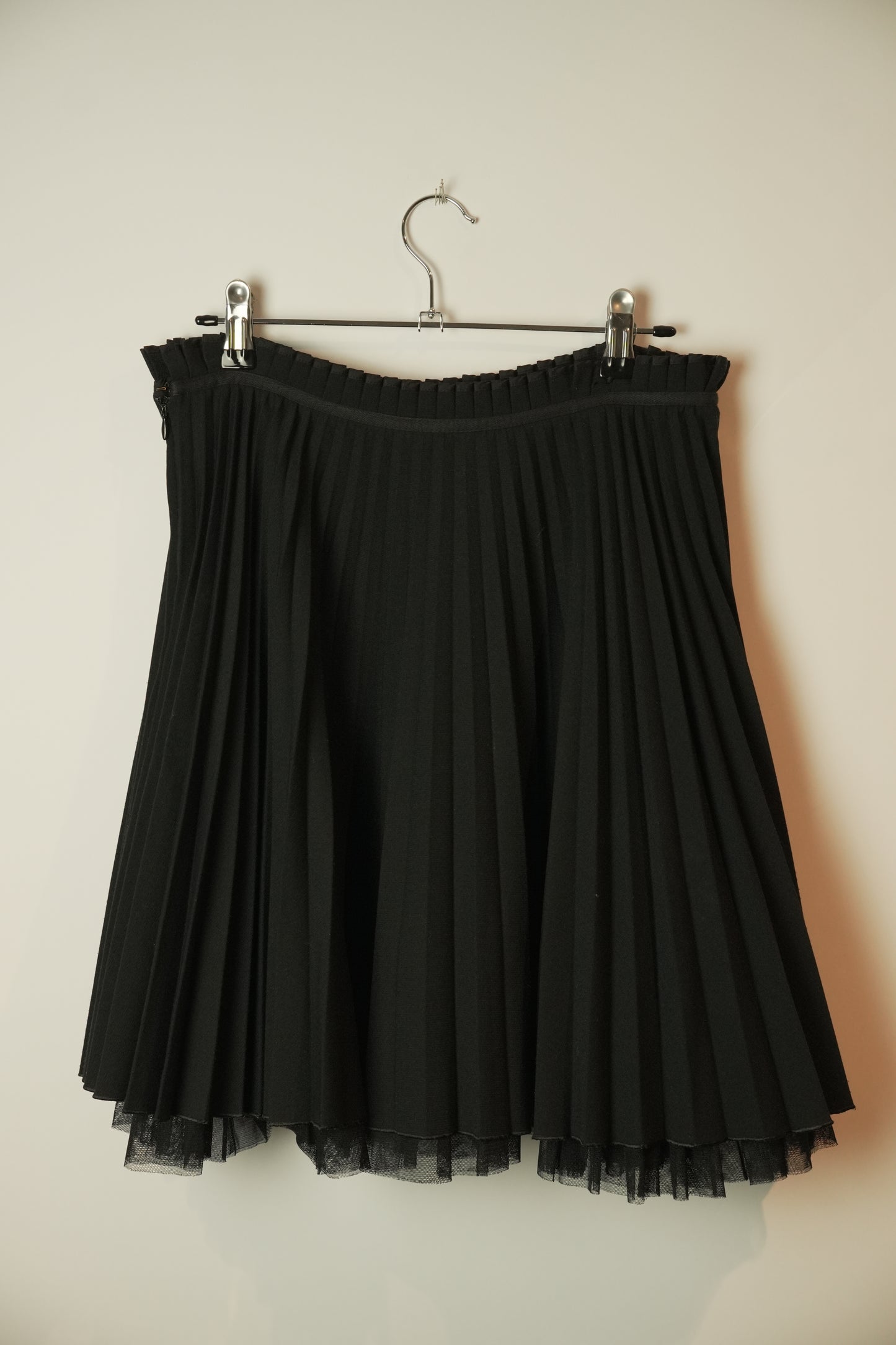 Red Valentino Pleated Skirt w Front Bow and tulle underlay