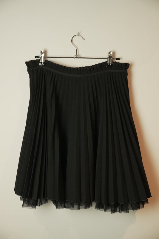 Red Valentino Pleated Skirt w Front Bow and tulle underlay