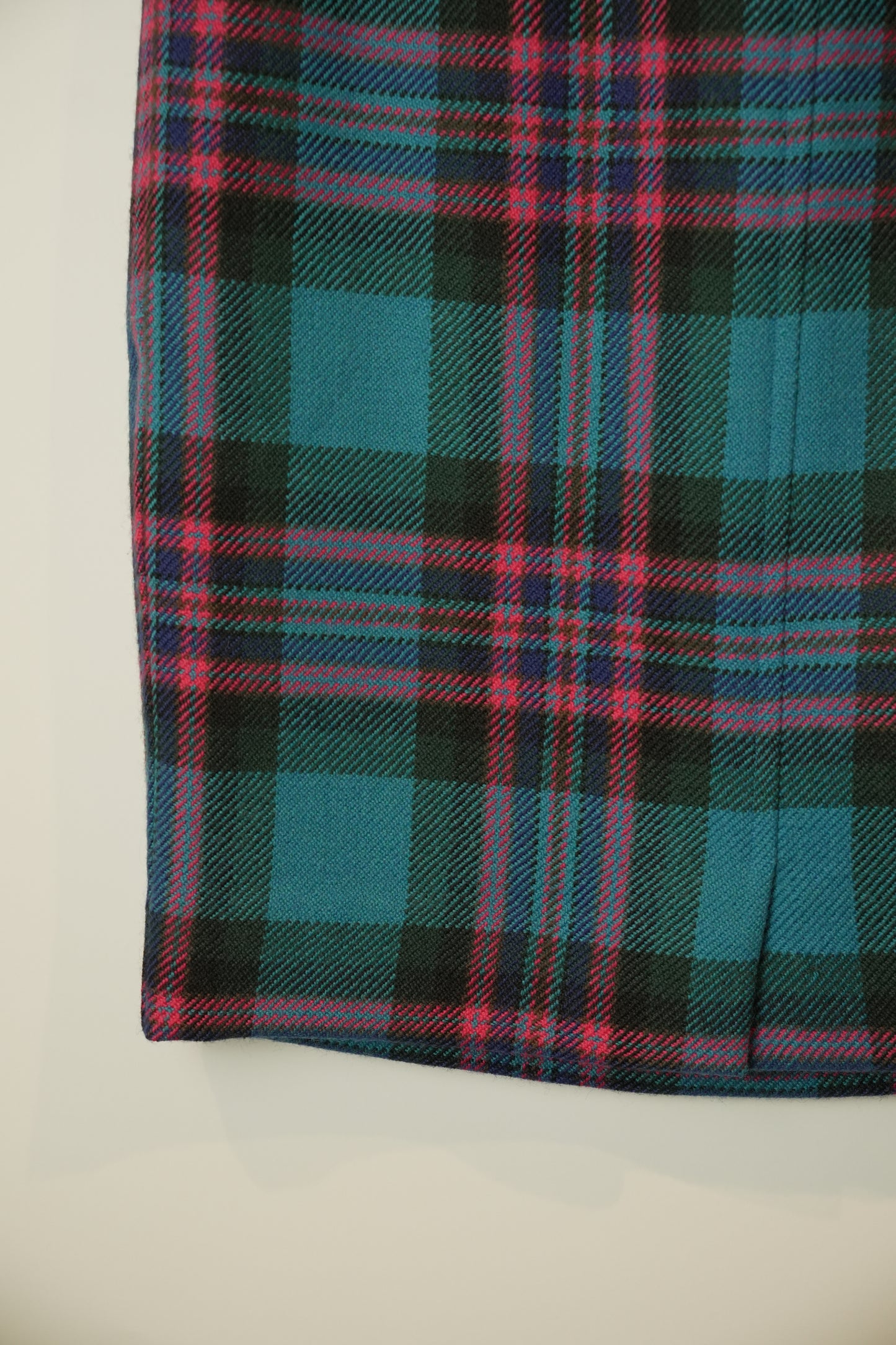 Yves Saint Laurent Plaid Blue Purple Pencil Skirt