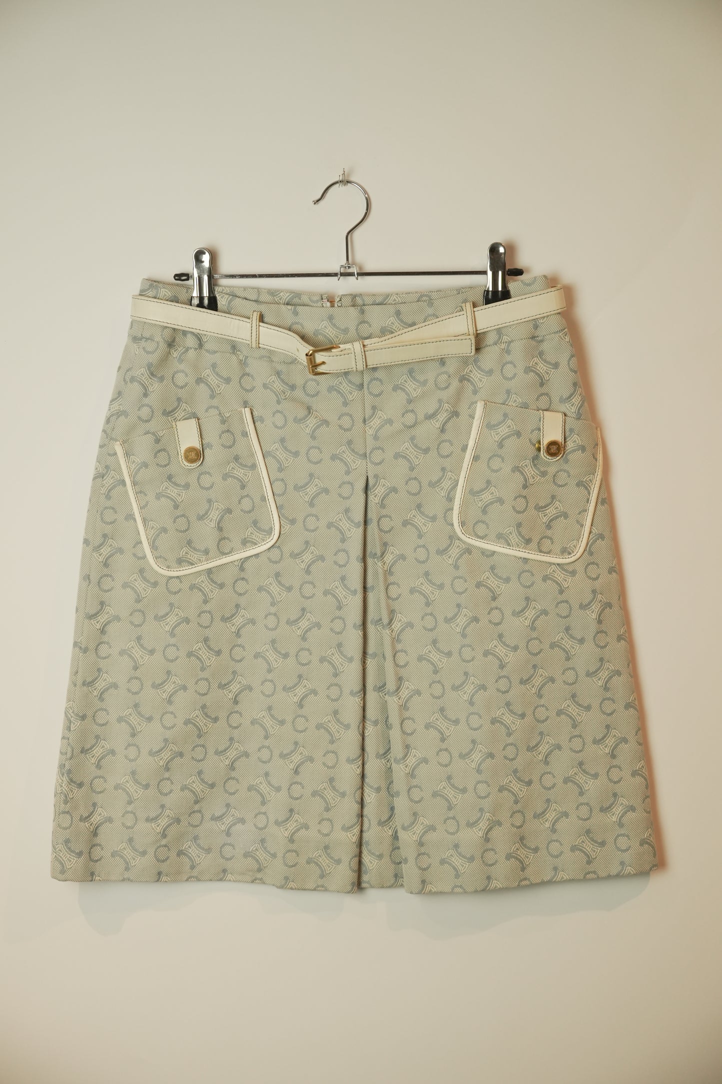 Celine Monogram Macadam Blue Leather Belt Skirt