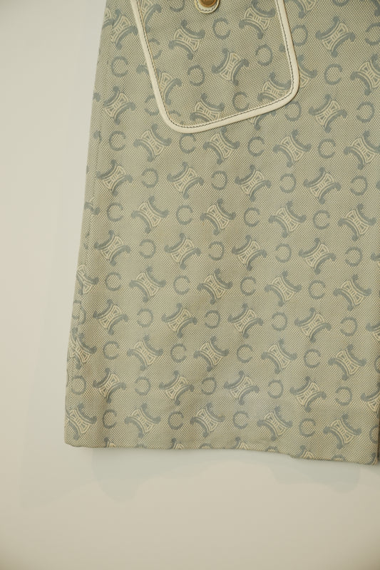 Celine Monogram Macadam Blue Leather Belt Skirt