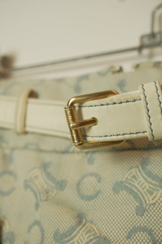 Celine Monogram Macadam Blue Leather Belt Skirt
