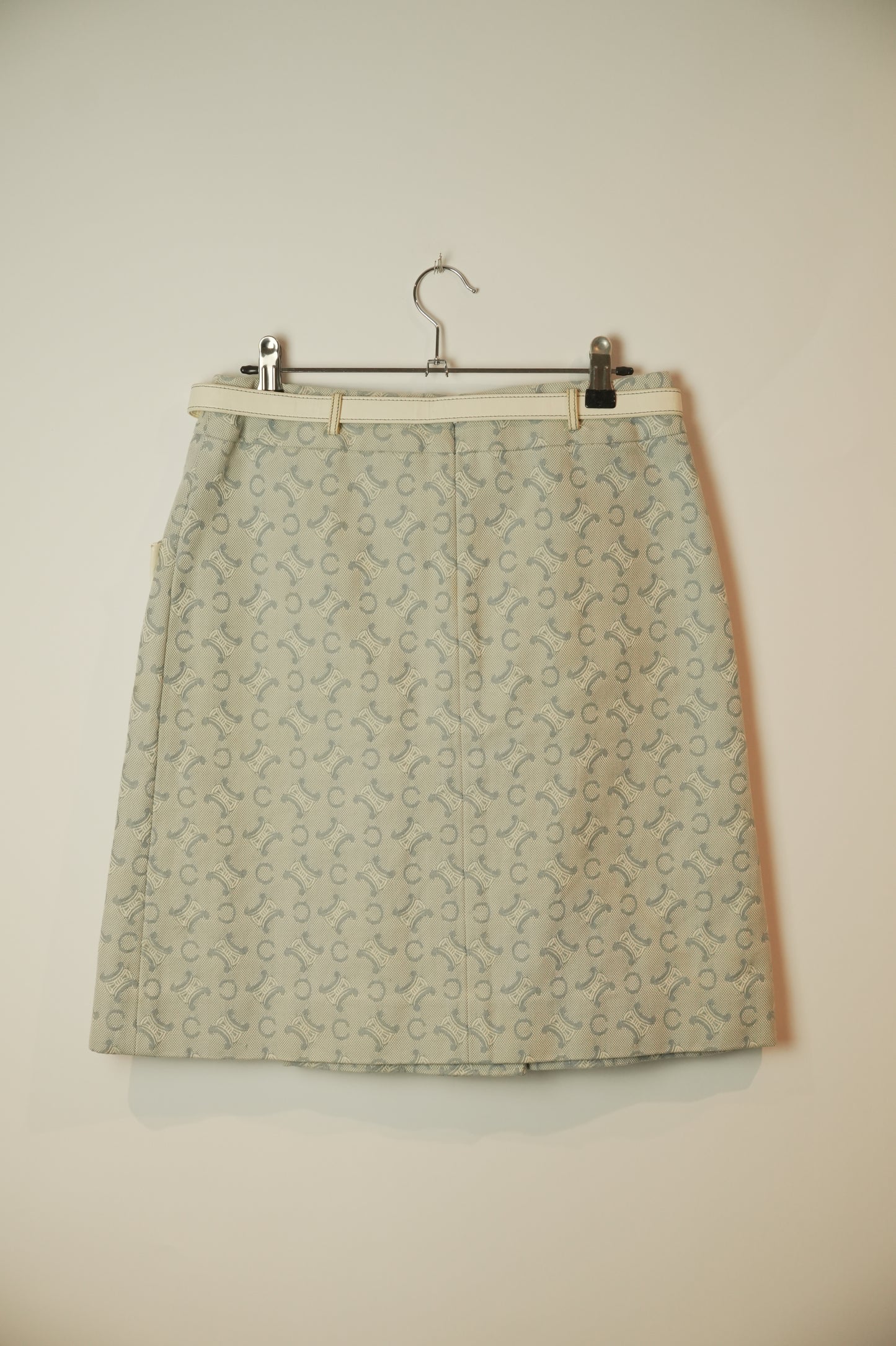 Celine Monogram Macadam Blue Leather Belt Skirt