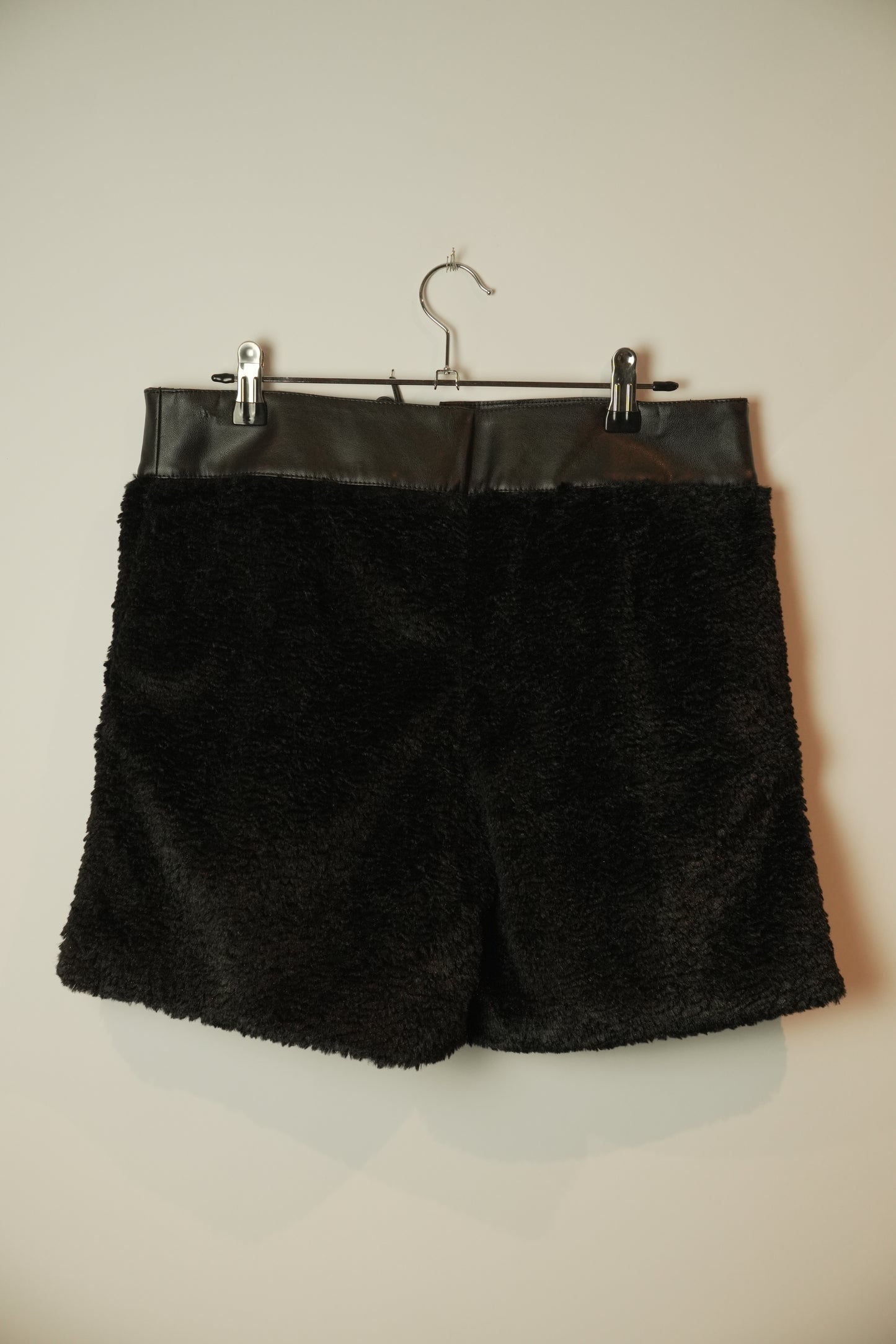 Diesel Black Gold Leather Lace up Fur Shorts