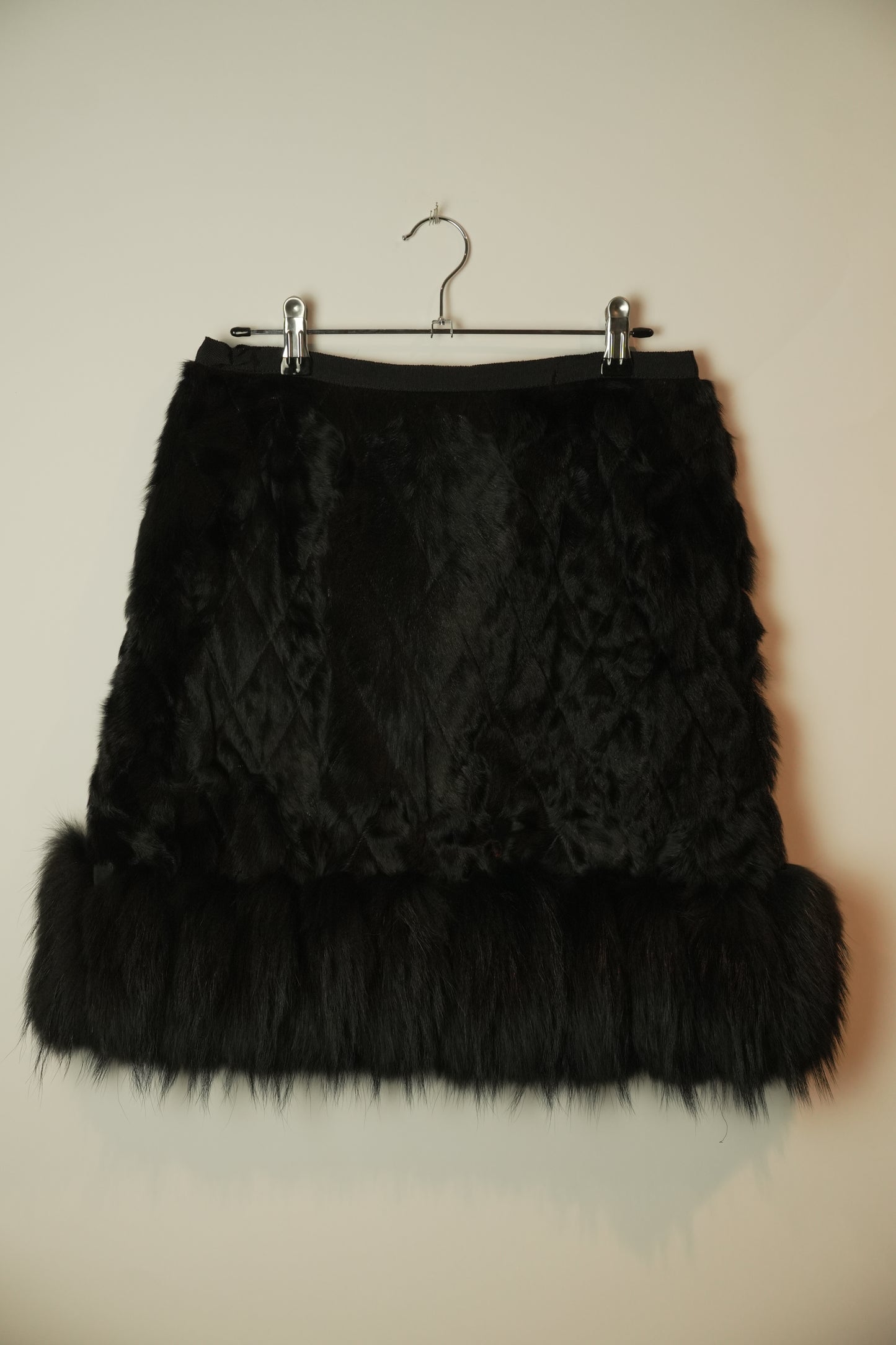 Red Valentino Goat Fur Skirt w Fur Trimming