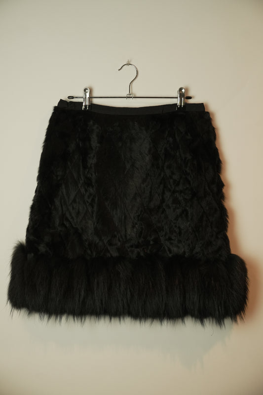 Red Valentino Goat Fur Skirt w Fur Trimming