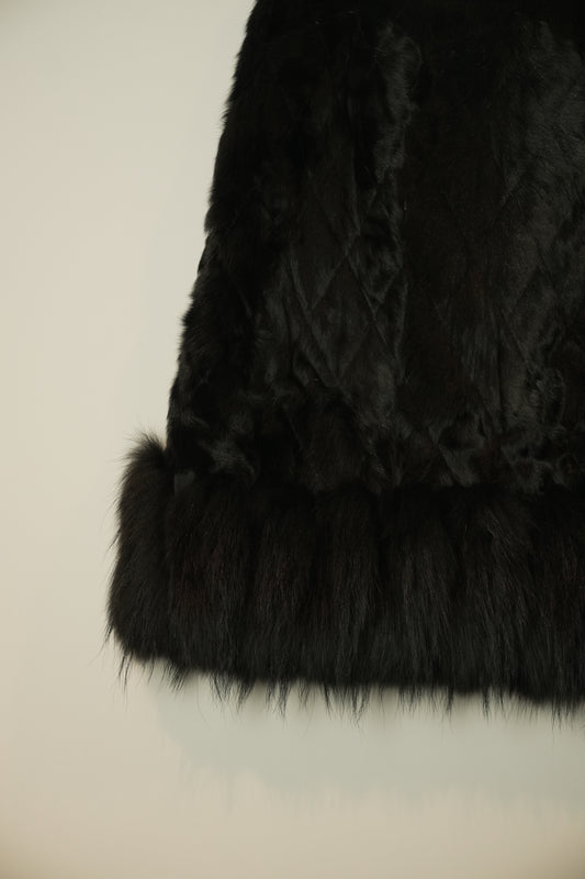 Red Valentino Goat Fur Skirt w Fur Trimming