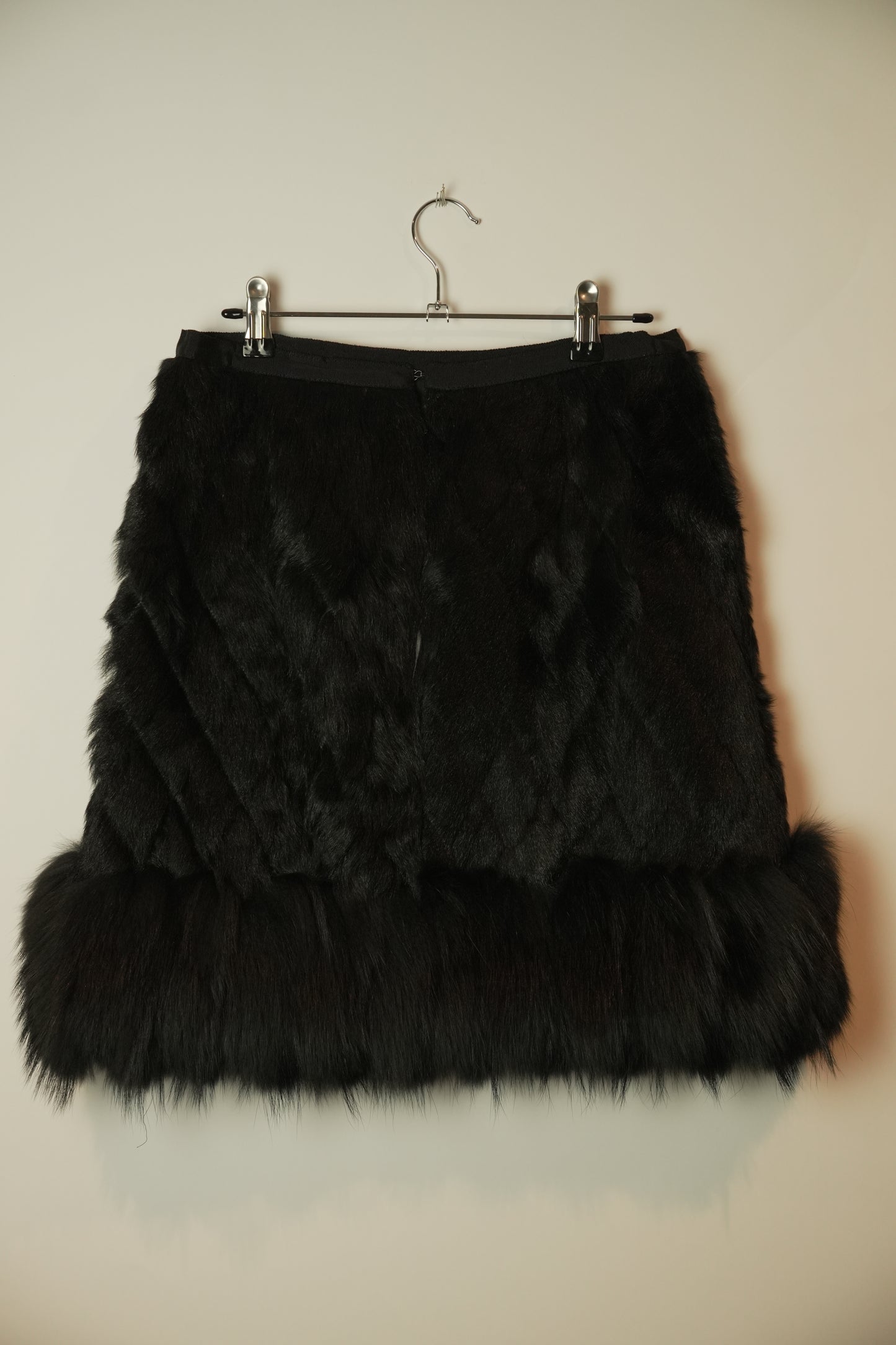 Red Valentino Goat Fur Skirt w Fur Trimming