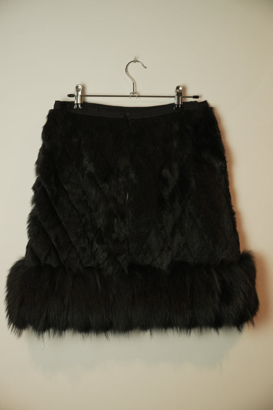 Red Valentino Goat Fur Skirt w Fur Trimming