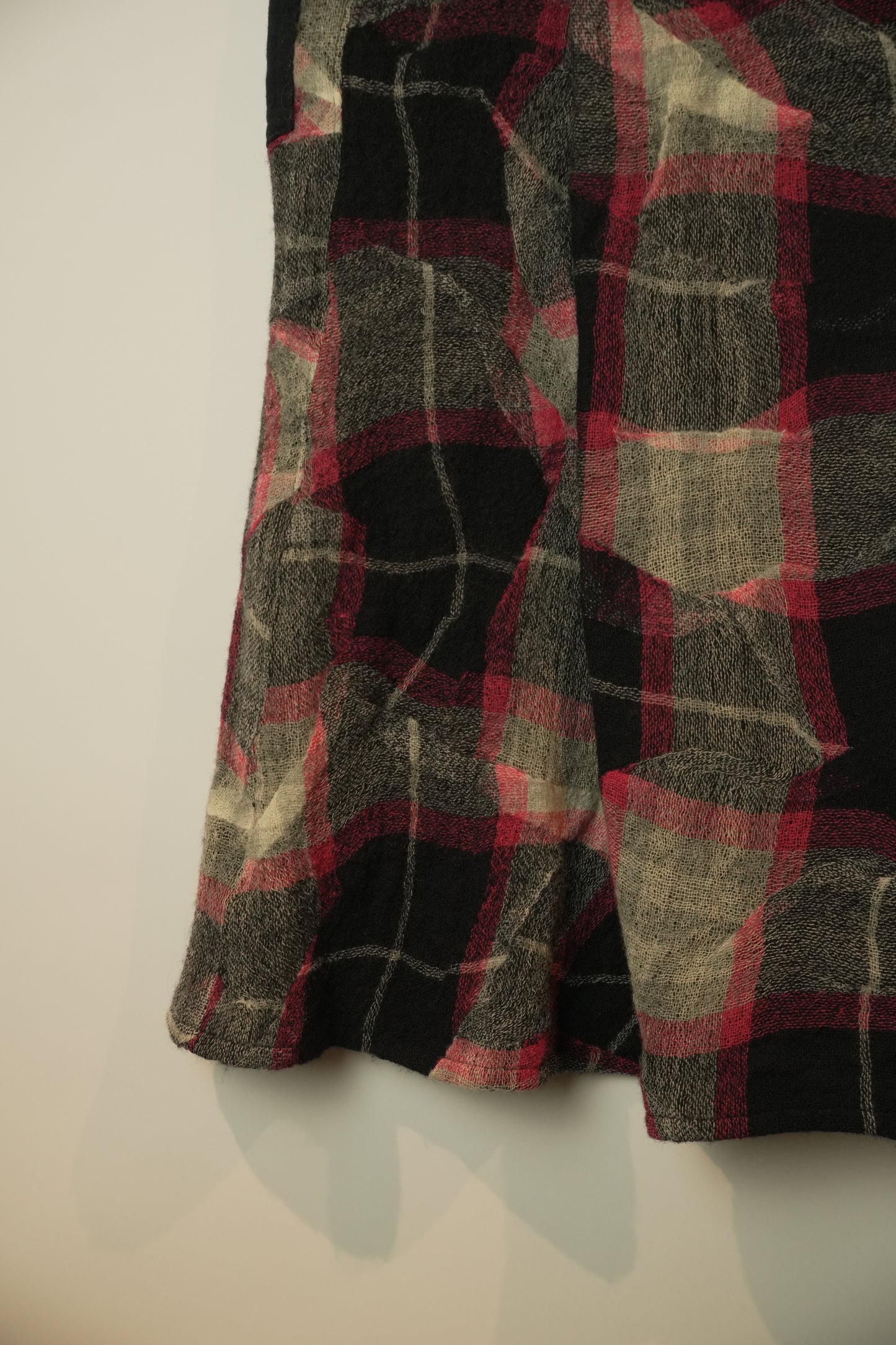 Y's Assymetrical Deformed Checkered A Line Maxi Skirt