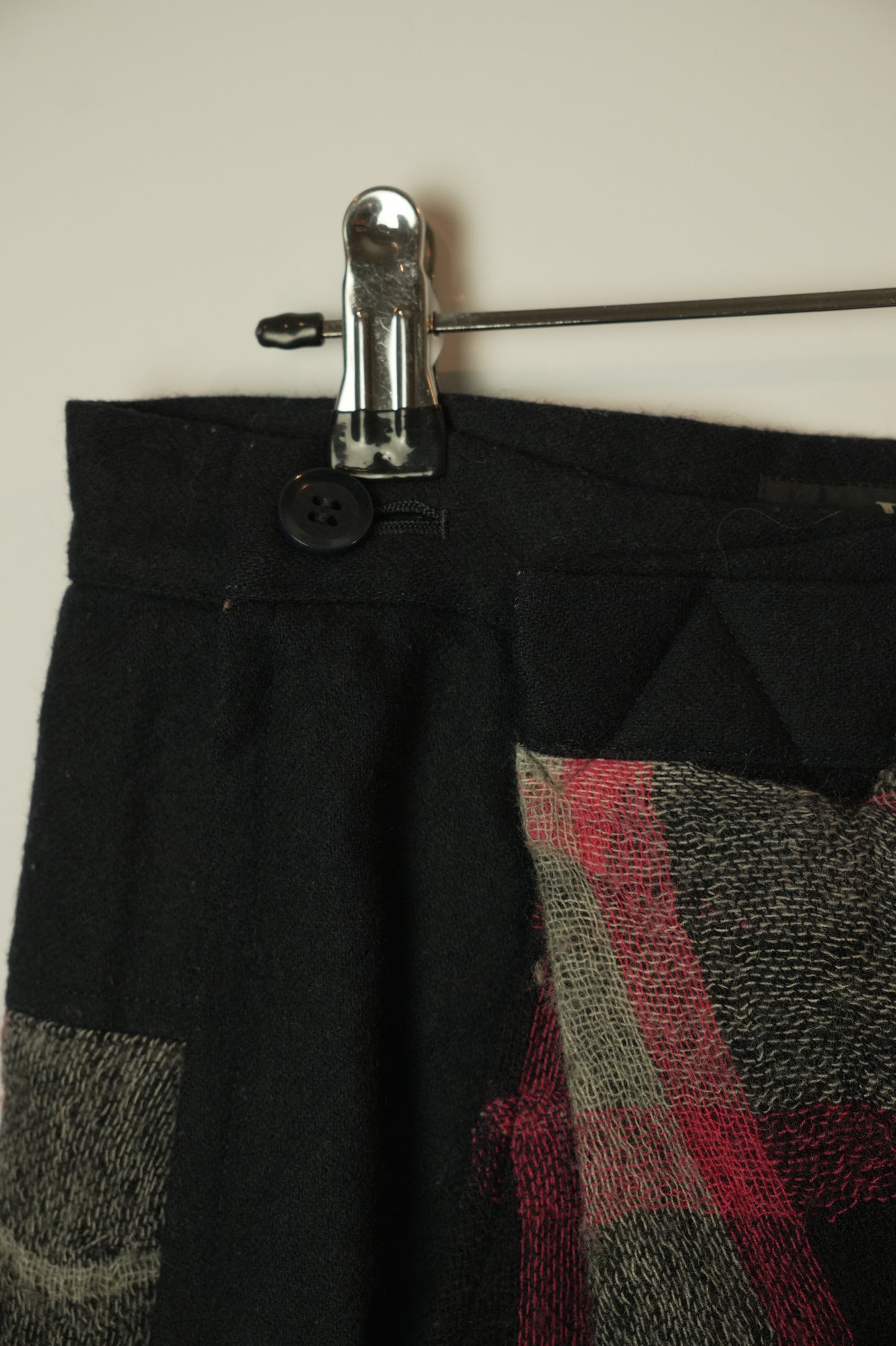 Y's Assymetrical Deformed Checkered A Line Maxi Skirt