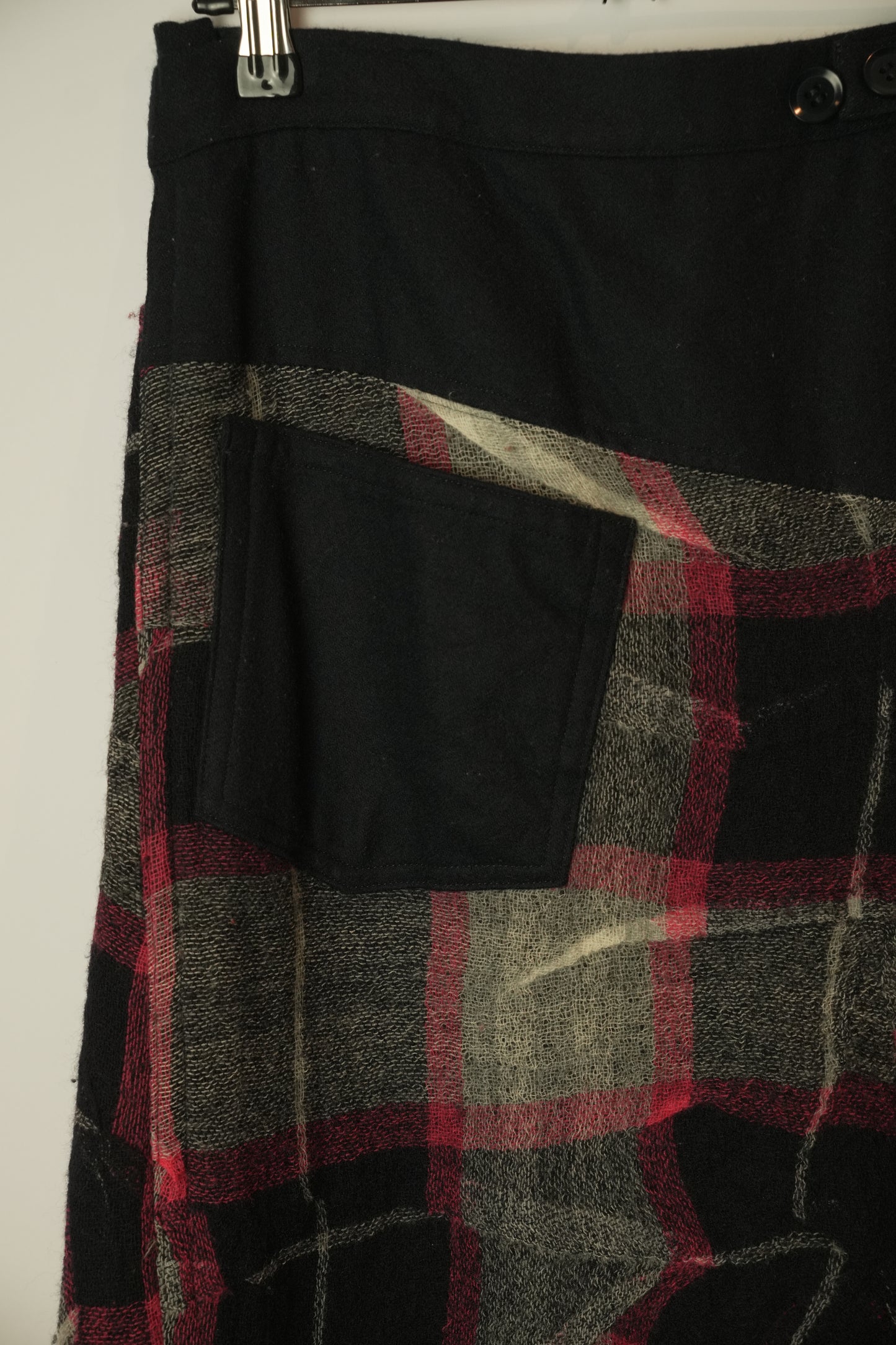 Y's Assymetrical Deformed Checkered A Line Maxi Skirt