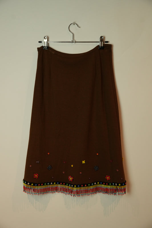 Italiya Suart Floral Beaded Hem Skirt