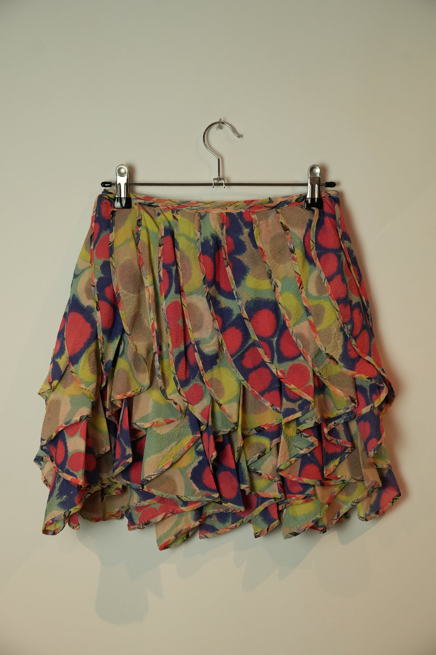 Diane von Furstenberg silk Tie Dye abstract snake ruffle mini skirt
