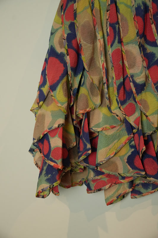Diane von Furstenberg silk Tie Dye abstract snake ruffle mini skirt