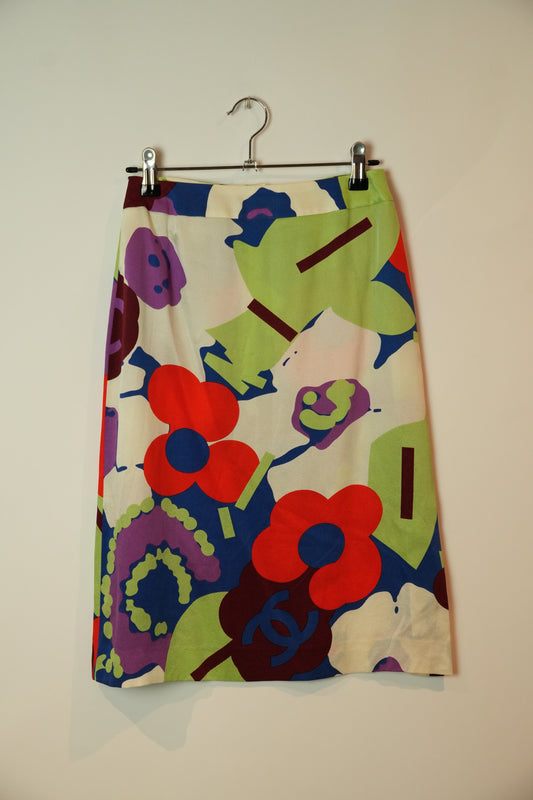 Chanel SS 2000 Floral Petal Abstract Skirt