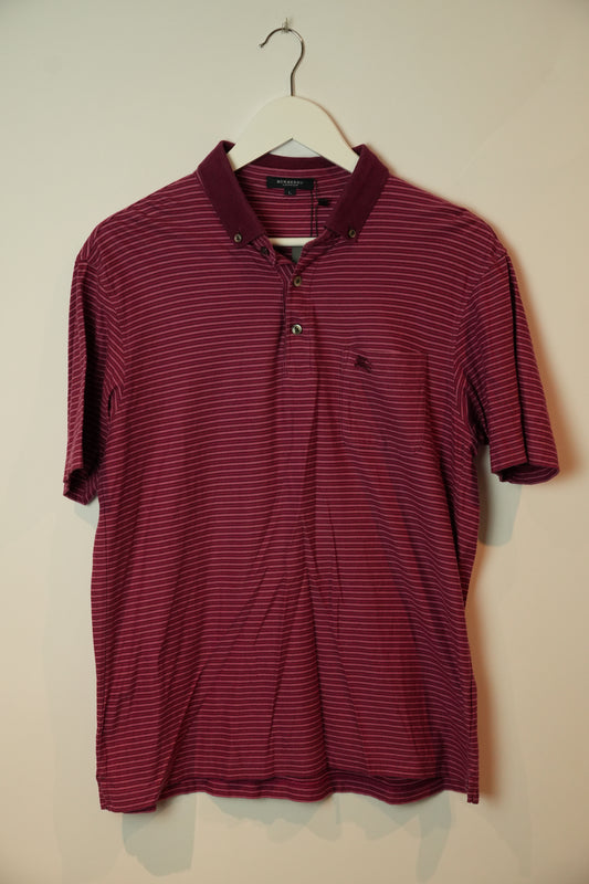 Burberry London MensPink Stripe Polo Sz L