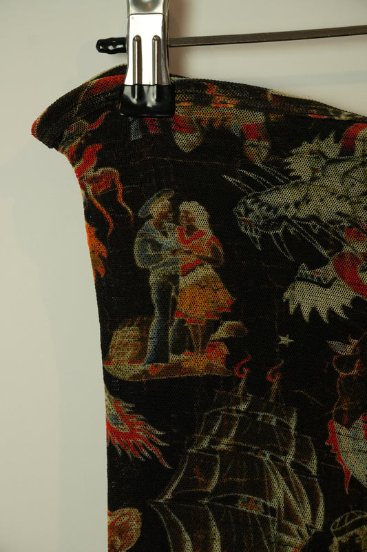 Jean Paul Gaultier Mesh Tattoo Motif Print Legging Capris