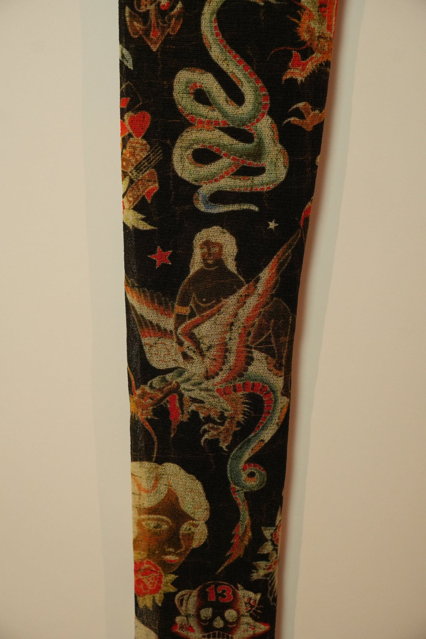 Jean Paul Gaultier Mesh Tattoo Motif Print Legging Capris