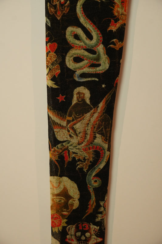 Jean Paul Gaultier Mesh Tattoo Motif Print Legging Capris