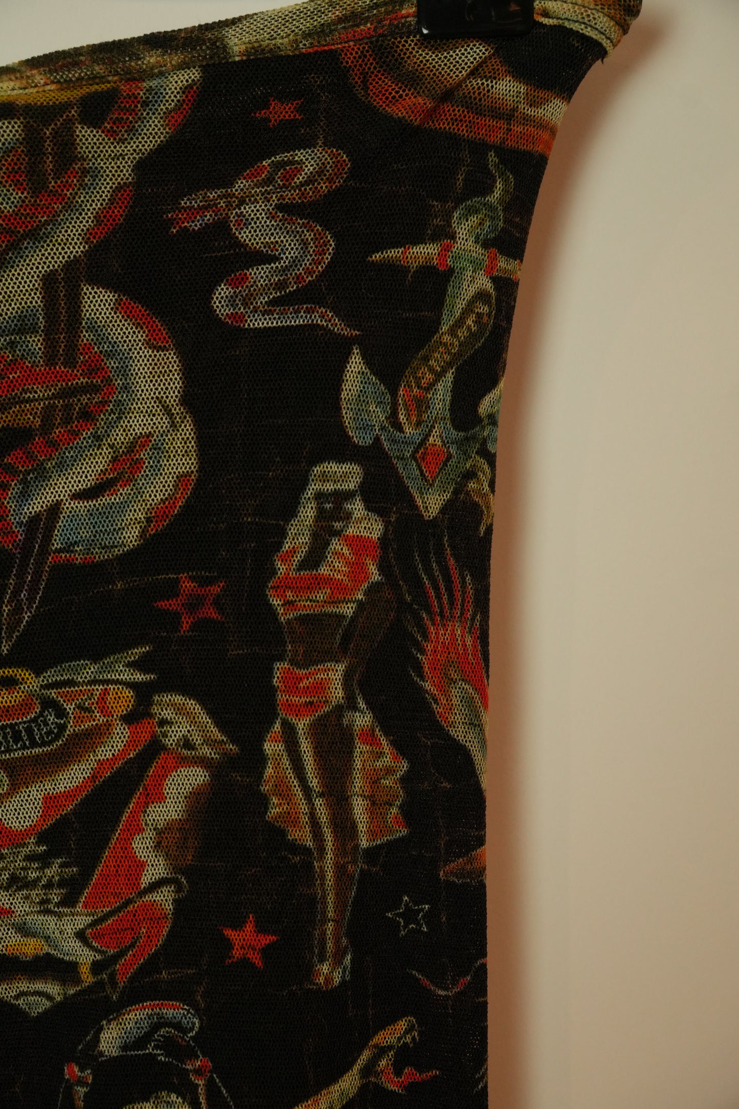 Jean Paul Gaultier Mesh Tattoo Motif Print Legging Capris