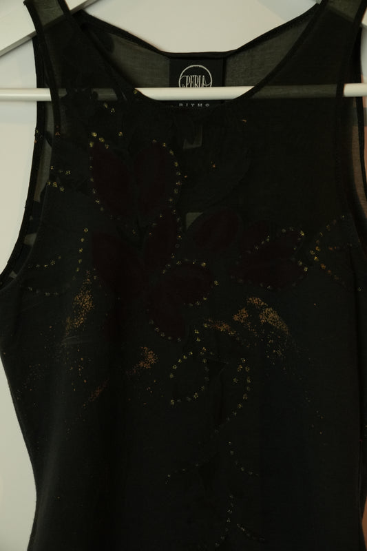 La Perla Floral Tattoo Print Sz42 Tank Top