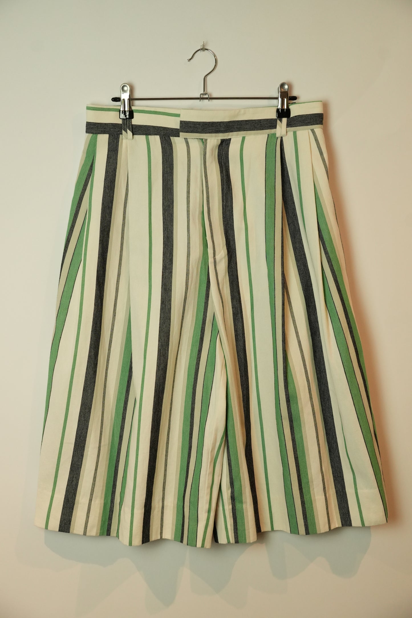 Bassike Green White Navy Stripe Long Bermuda Shorts