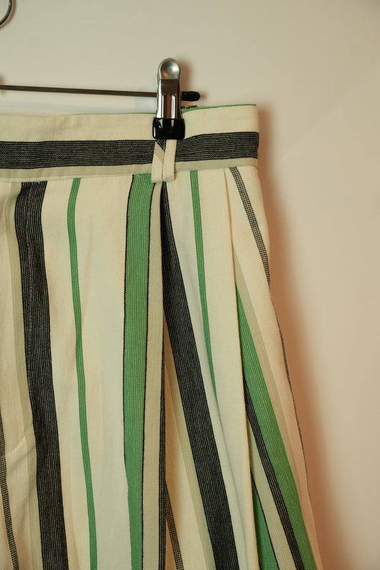 Bassike Green White Navy Stripe Long Bermuda Shorts