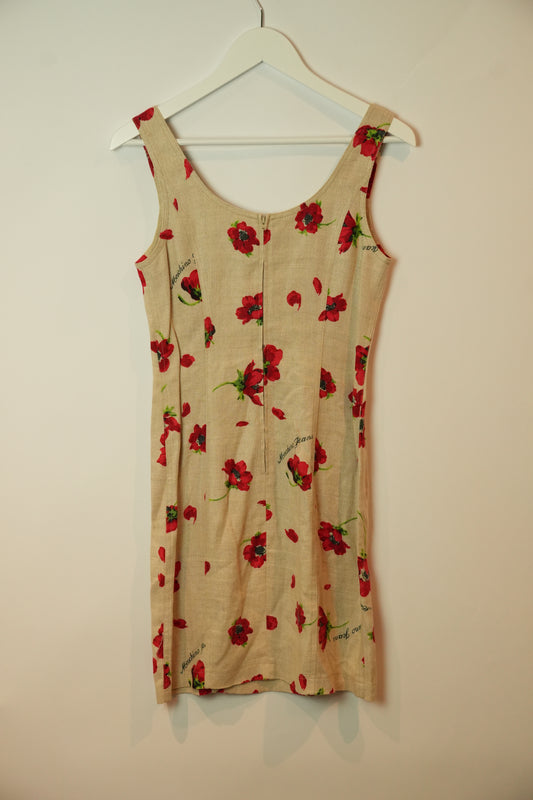 Moschino Linen Blend Poppy Floral Print Dress Blazer Set