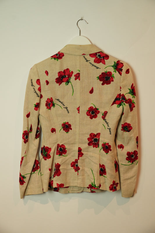 Moschino Linen Blend Poppy Floral Print Dress Blazer Set