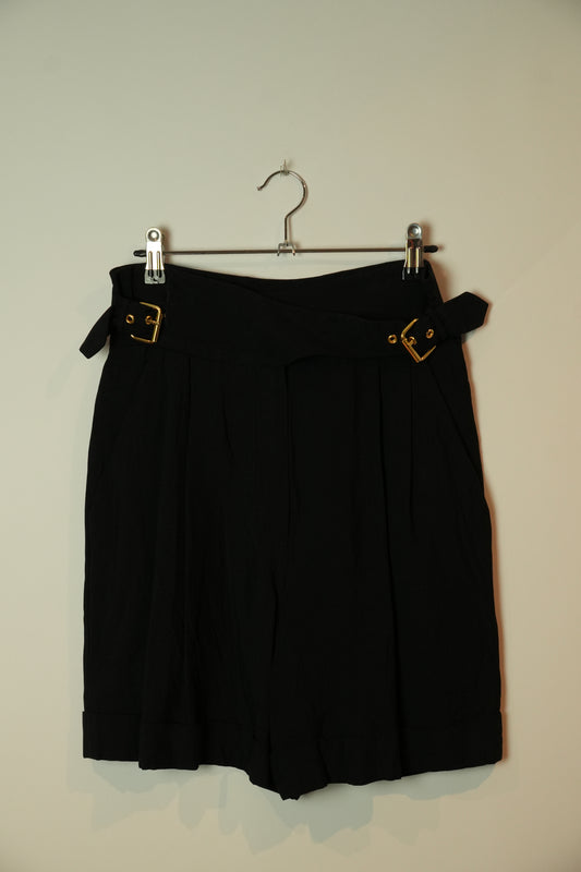 Moschino Gold Buckle Pleated Shorts