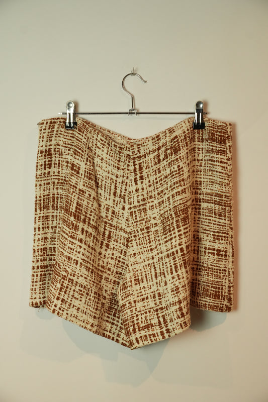 Prada Tweed Checkered Square Brown White Shorts SS 1996