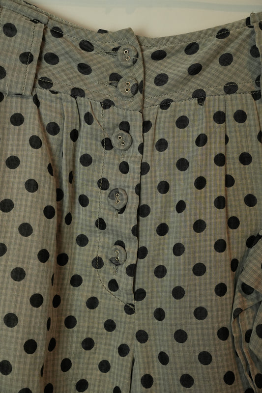 Alexander Mcqueen Grey Black Polkda Dot Shorts w Ruffle Pockets & Skirt