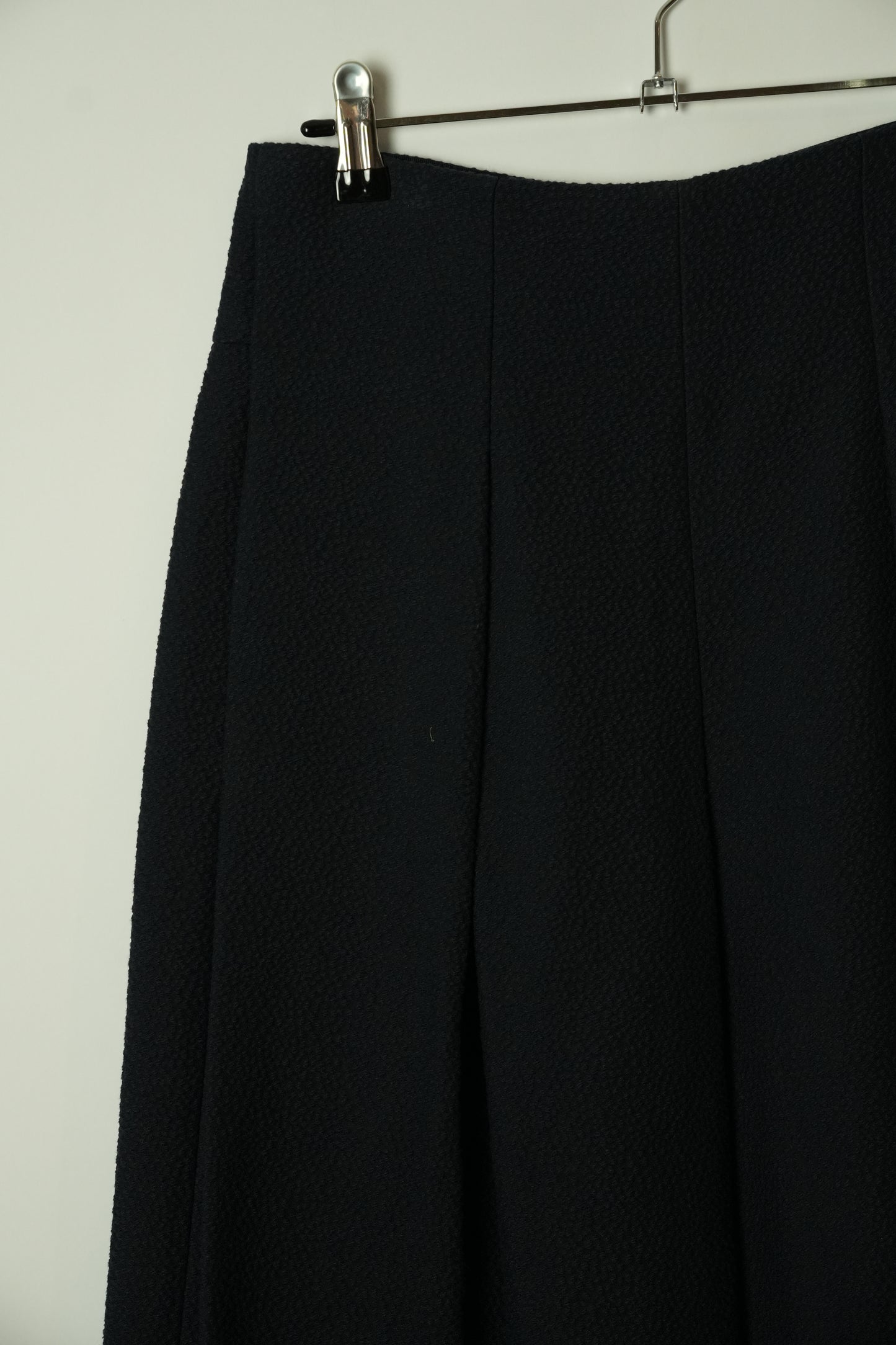 Emporio Armani Navy Black Pebbled Wide Leg Trouser Pants