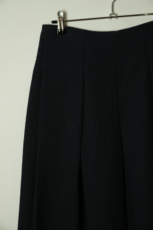 Emporio Armani Navy Black Pebbled Wide Leg Trouser Pants