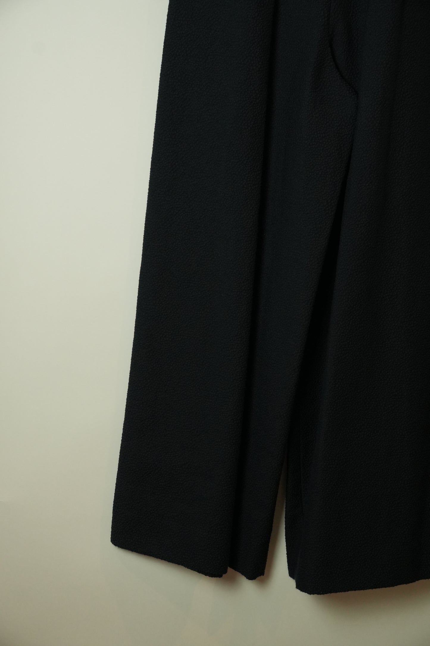 Emporio Armani Navy Black Pebbled Wide Leg Trouser Pants