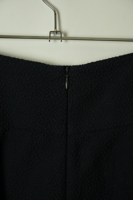 Emporio Armani Navy Black Pebbled Wide Leg Trouser Pants