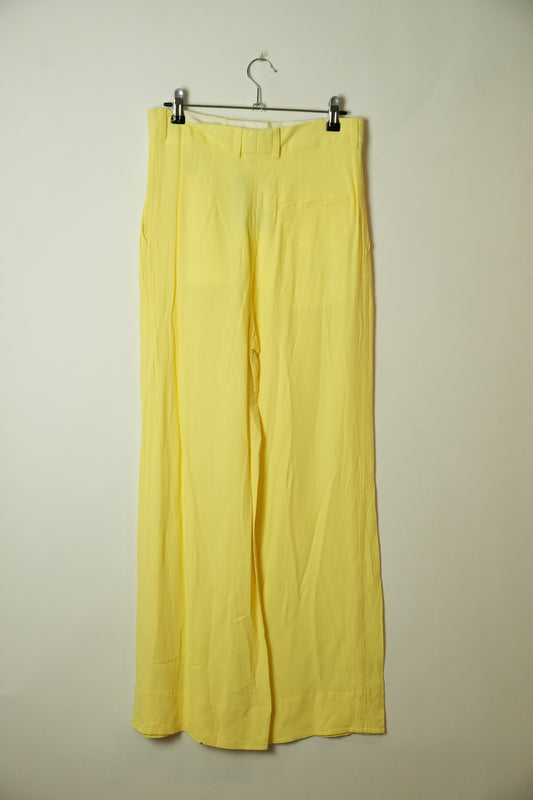 Celine Yellow High Waist Wide Leg Pants