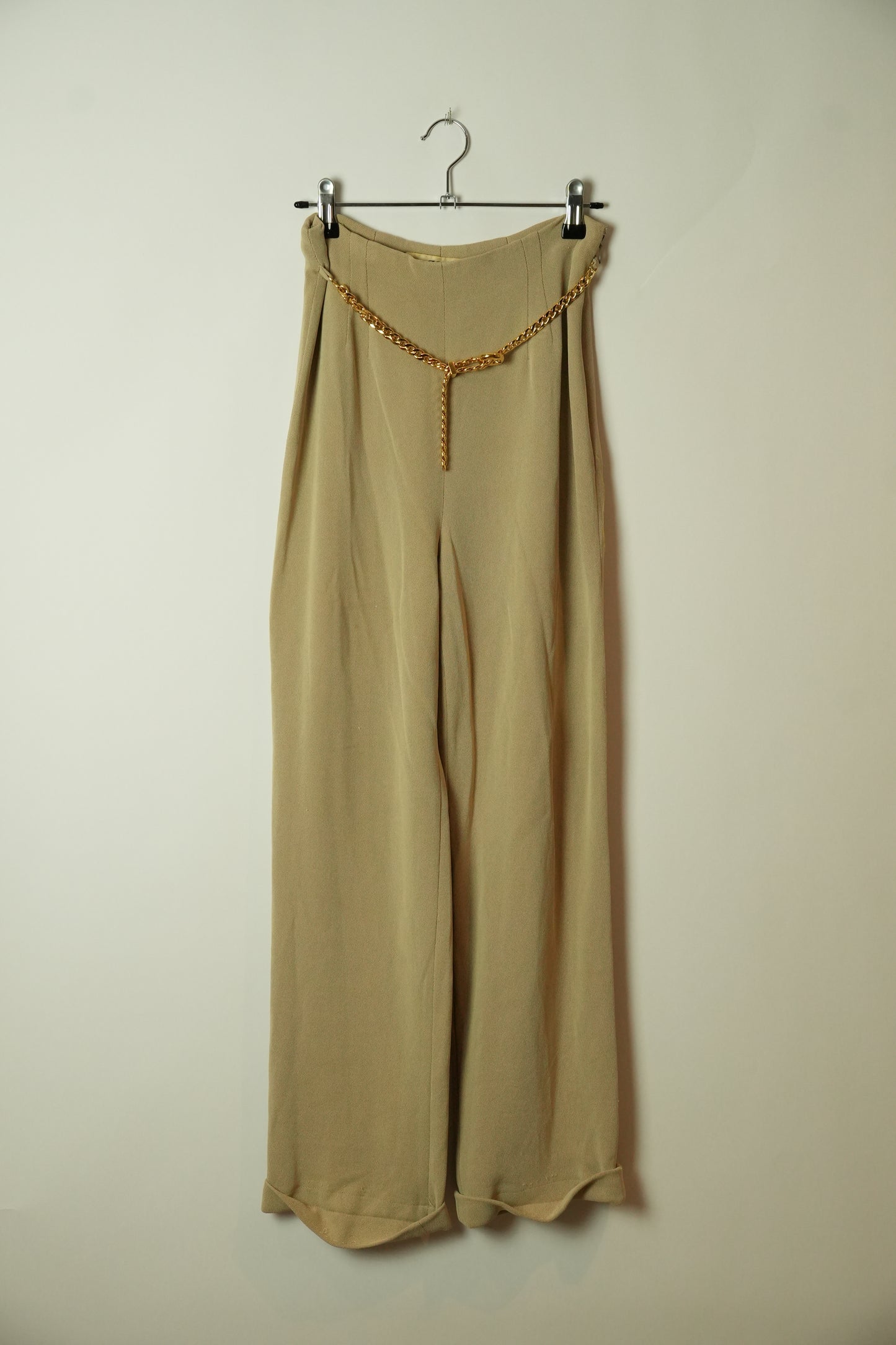 Valentino Beige Slack Pants w Chain Belt