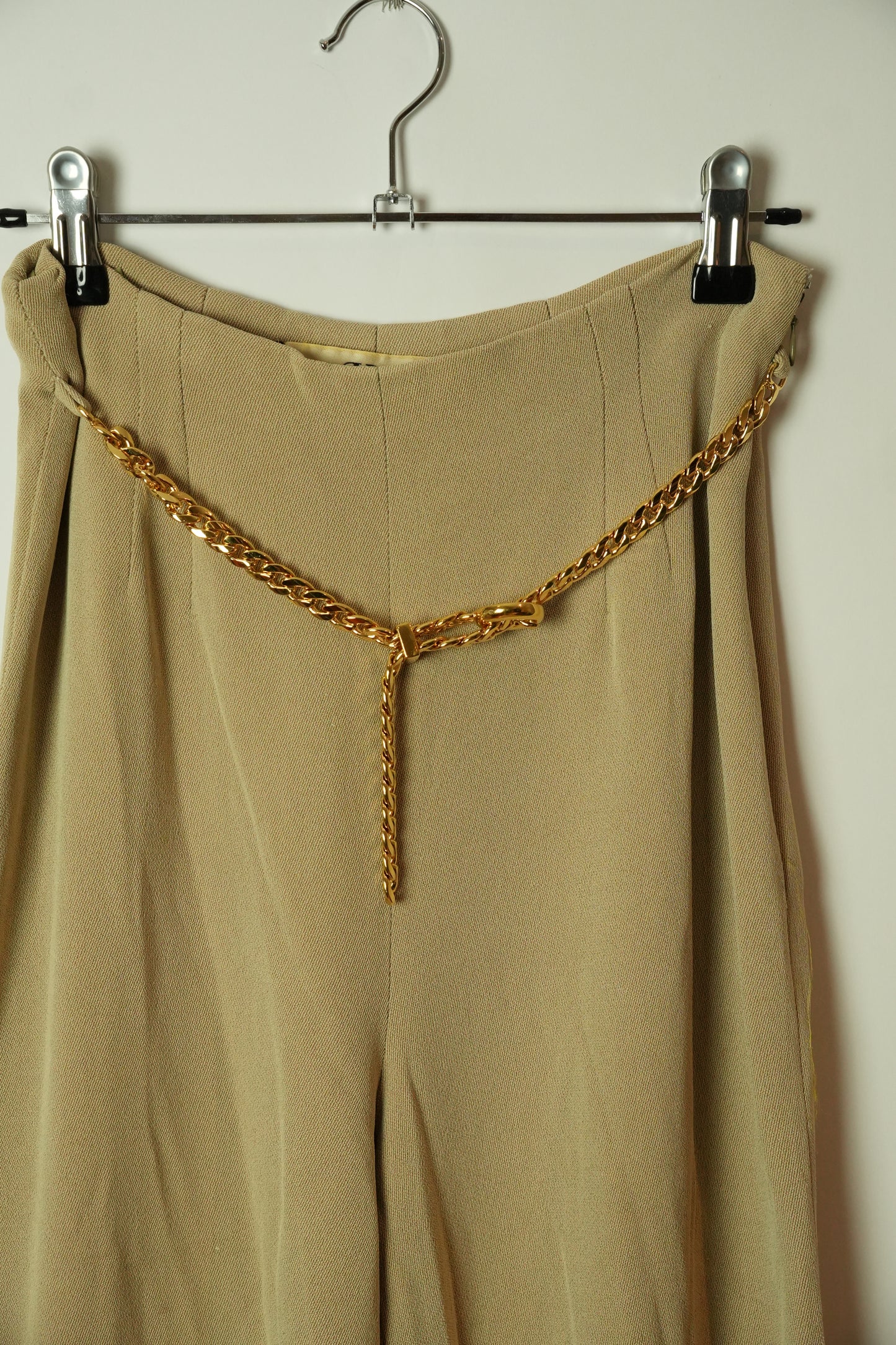Valentino Beige Slack Pants w Chain Belt