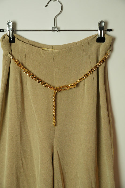 Valentino Beige Slack Pants w Chain Belt