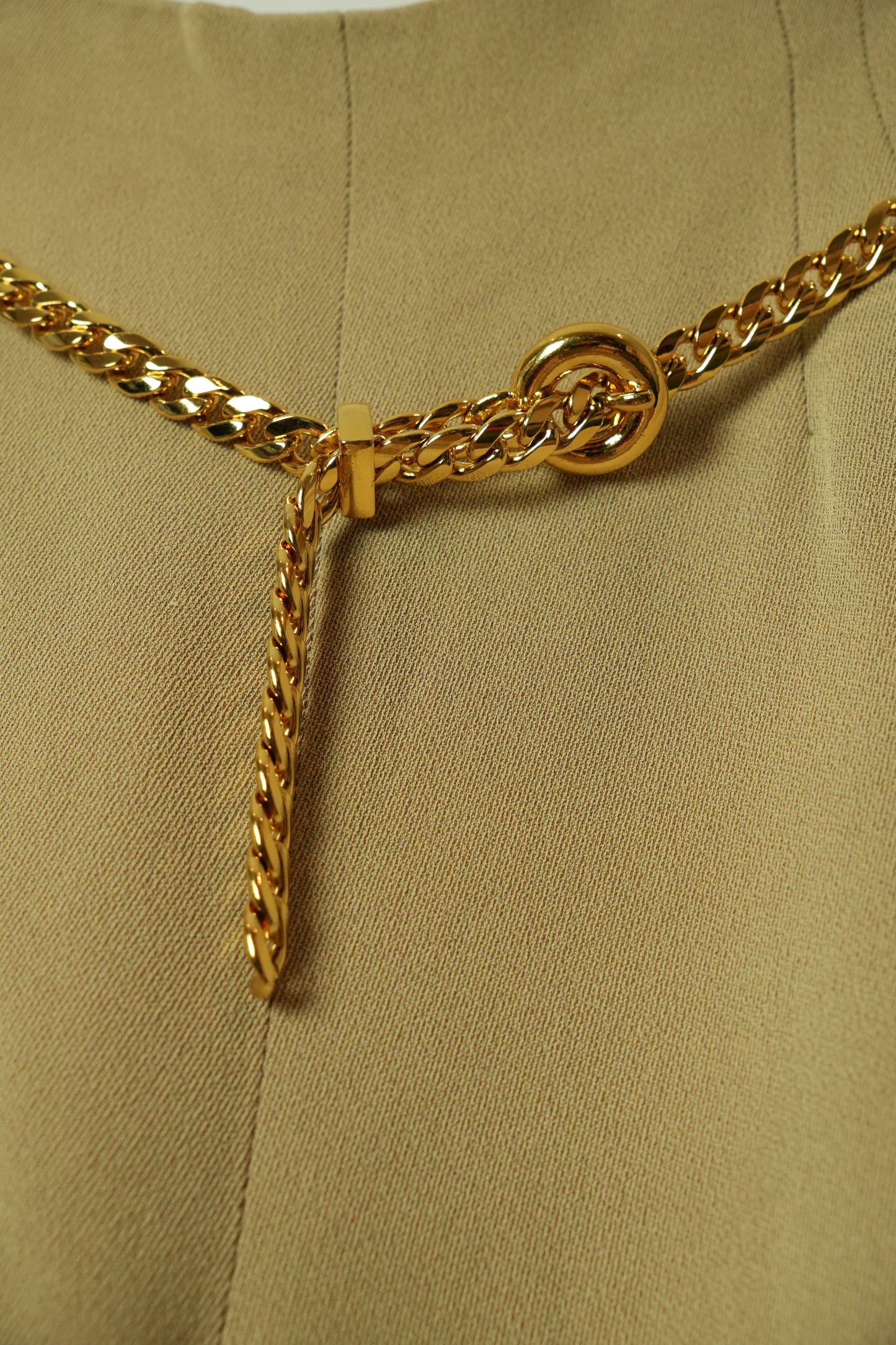 Valentino Beige Slack Pants w Chain Belt