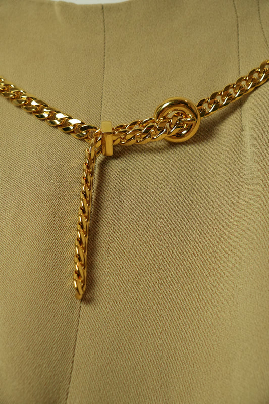 Valentino Beige Slack Pants w Chain Belt