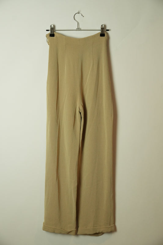 Valentino Beige Slack Pants w Chain Belt