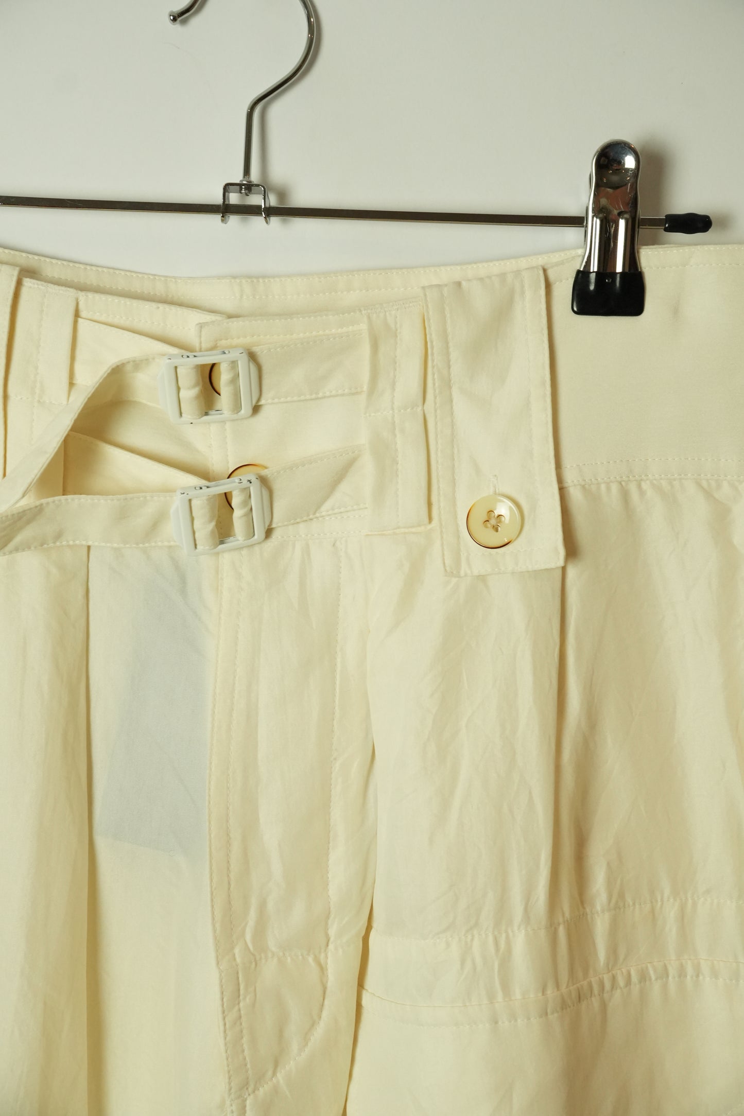 Joseph Silk White Belted Wide Leg  Pants