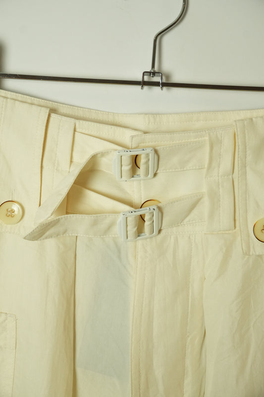 Joseph Silk White Belted Wide Leg  Pants